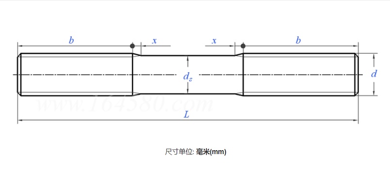 等长双头螺柱B级图纸